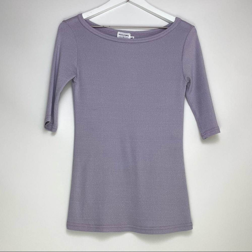 Michael Stars For Anthropologie Purple Shimmer Short Sleeve Top Shirt Size XS/S